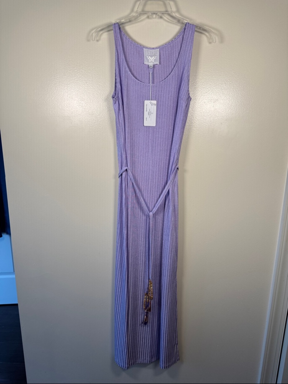 jade Johnny Was Lavender Ribbed‎ Tank Maxi Dress NWT Sz Small *Damaged*